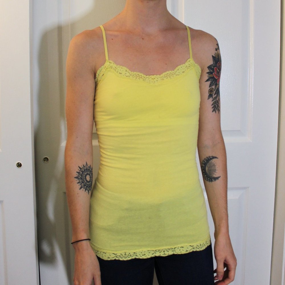 Yellow Camisole with Lace Trim